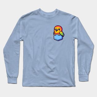 Cute Parrot in Pocket Kawaii Peeking Bird Lover Long Sleeve T-Shirt